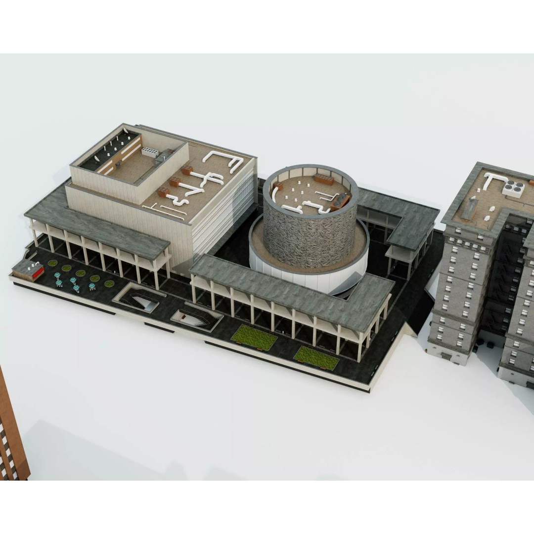 Commercial Office Building 3D Model – Low Poly Urban Architecture, FBX - View 7
