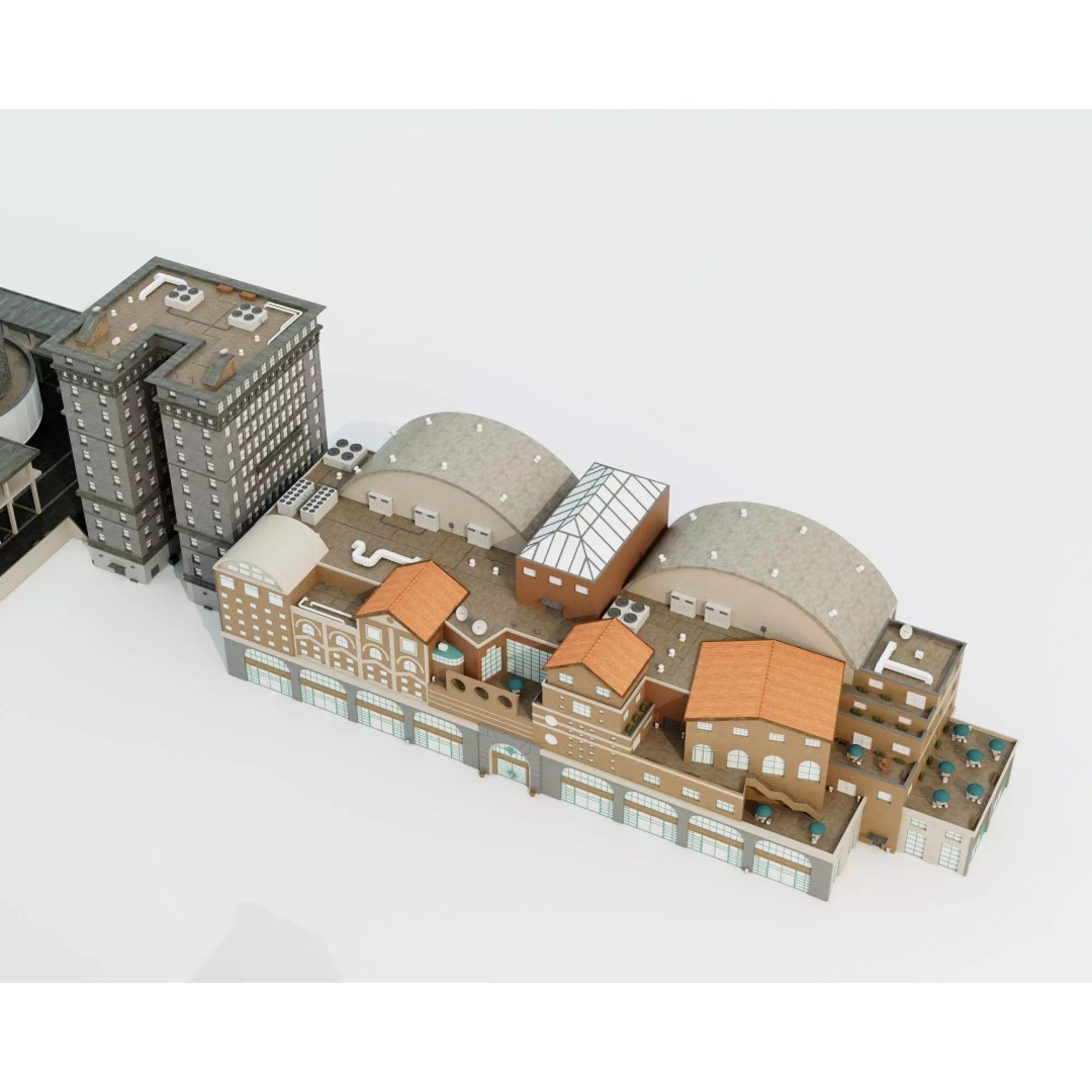 Commercial Office Building 3D Model – Low Poly Urban Architecture, FBX - View 8