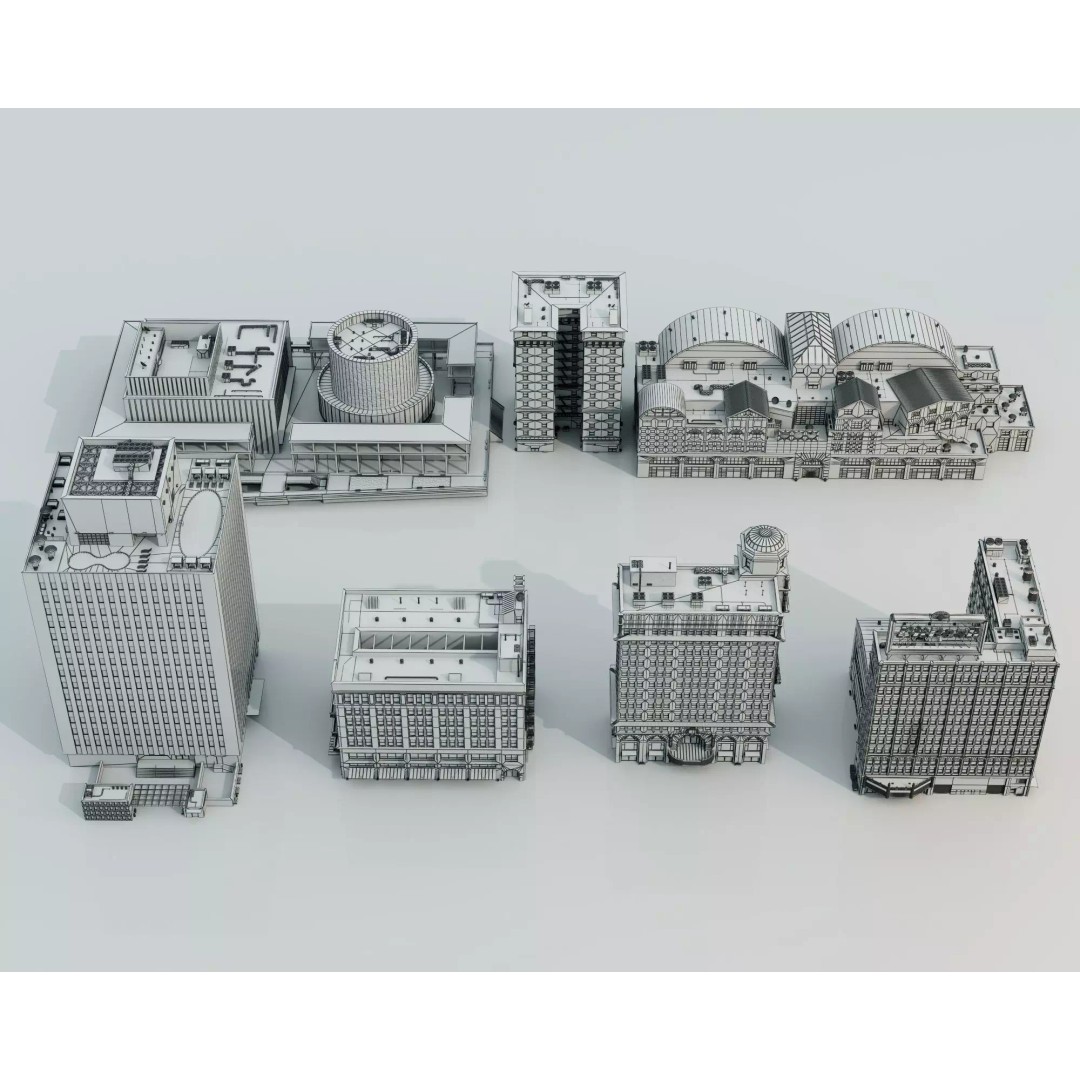 Commercial Office Building 3D Model – Low Poly Urban Architecture, FBX - View 9
