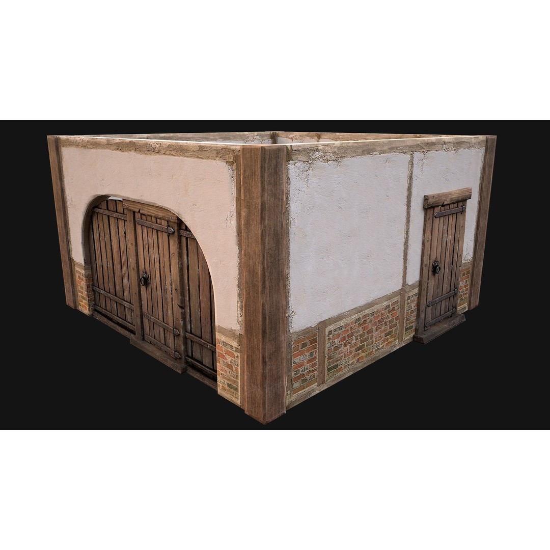 Medieval Doors and Walls 3D Model – Low Poly Game Asset, FBX - View 10