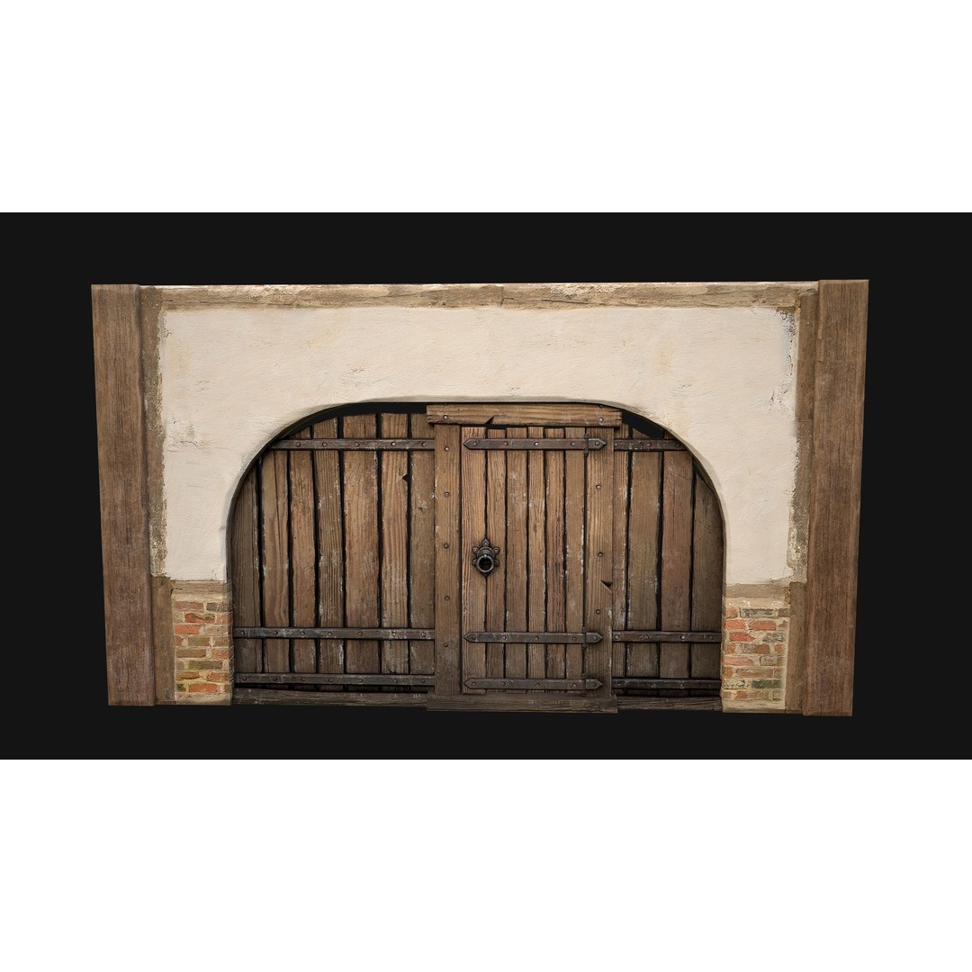 Medieval Doors and Walls 3D Model – Low Poly Game Asset, FBX - View 27