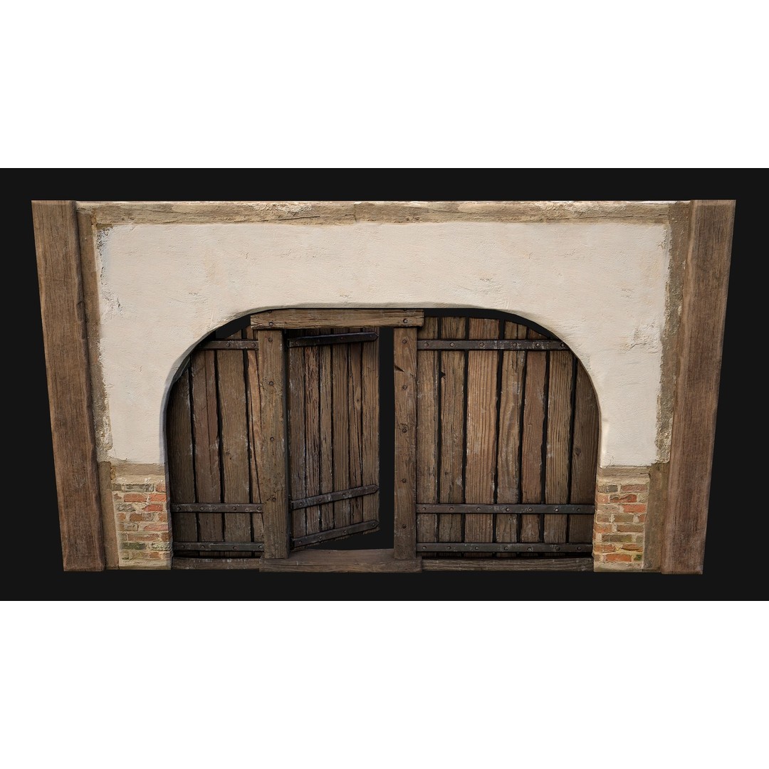 Medieval Doors and Walls 3D Model – Low Poly Game Asset, FBX - View 28