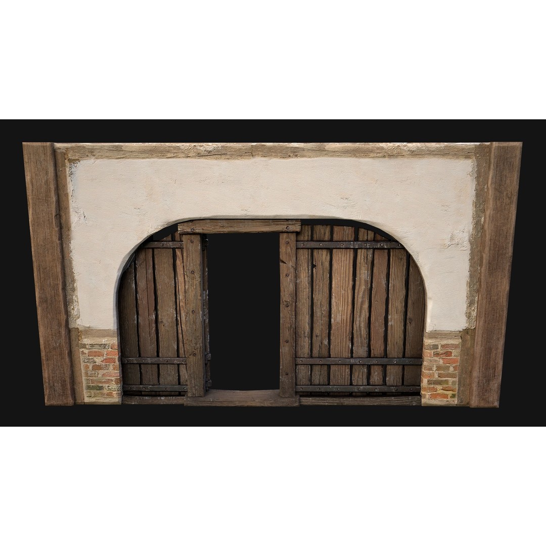 Medieval Doors and Walls 3D Model – Low Poly Game Asset, FBX - View 29