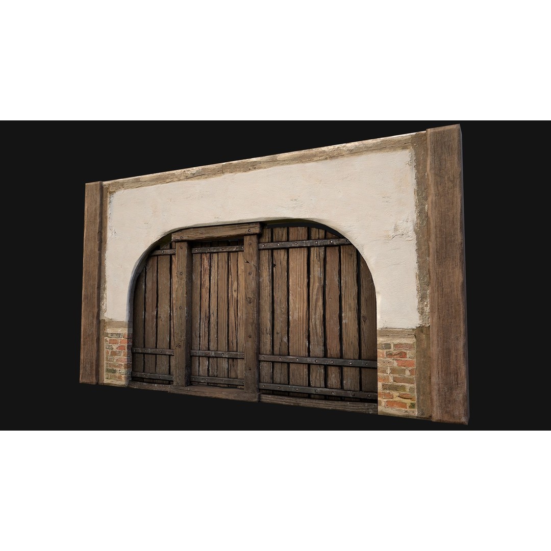 Medieval Doors and Walls 3D Model – Low Poly Game Asset, FBX - View 30