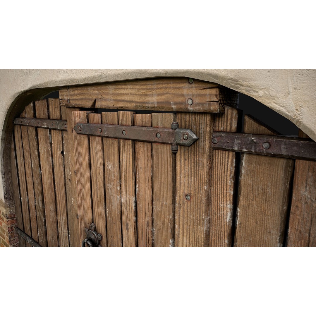 Medieval Doors and Walls 3D Model – Low Poly Game Asset, FBX - View 34