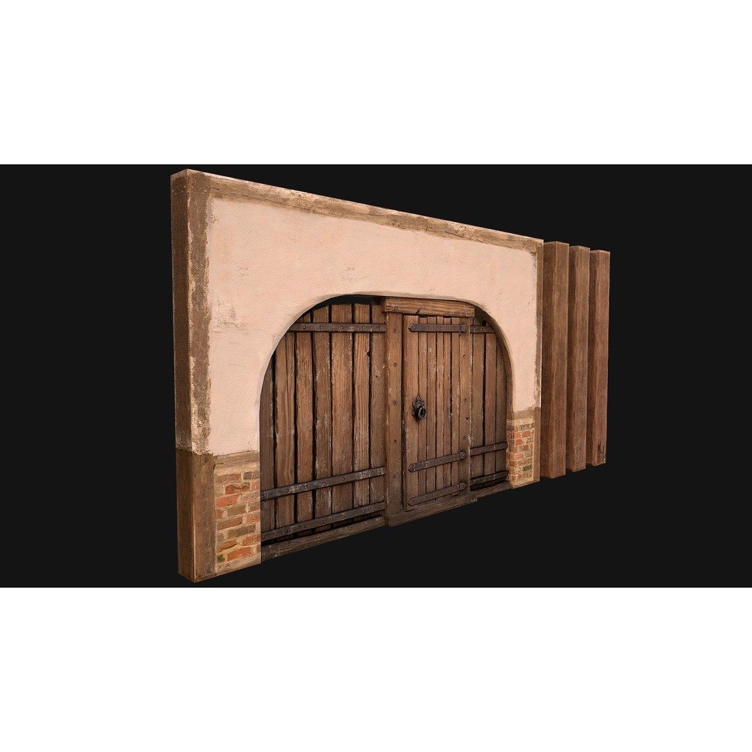 Medieval Doors and Walls 3D Model – Low Poly Game Asset, FBX - View 35