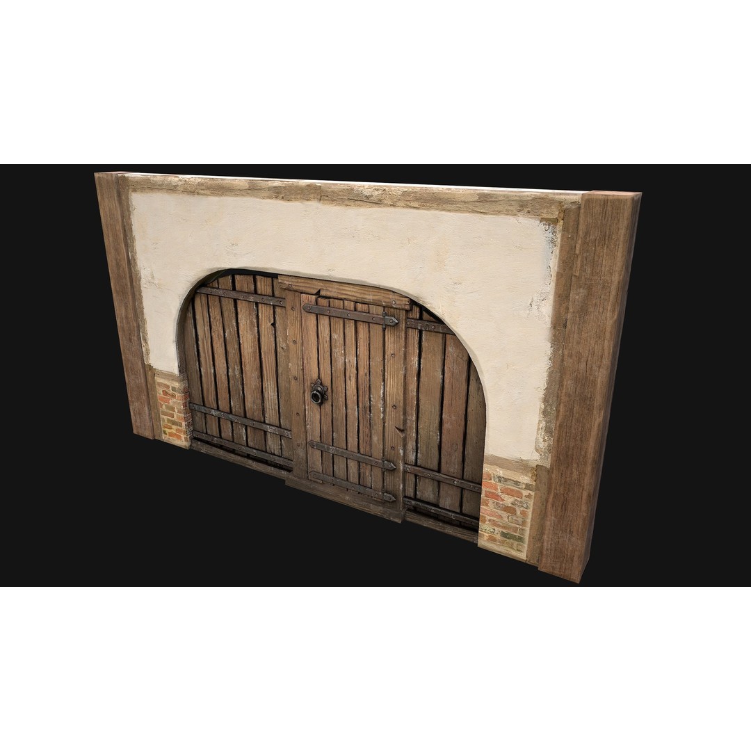 Medieval Doors and Walls 3D Model – Low Poly Game Asset, FBX - View 36