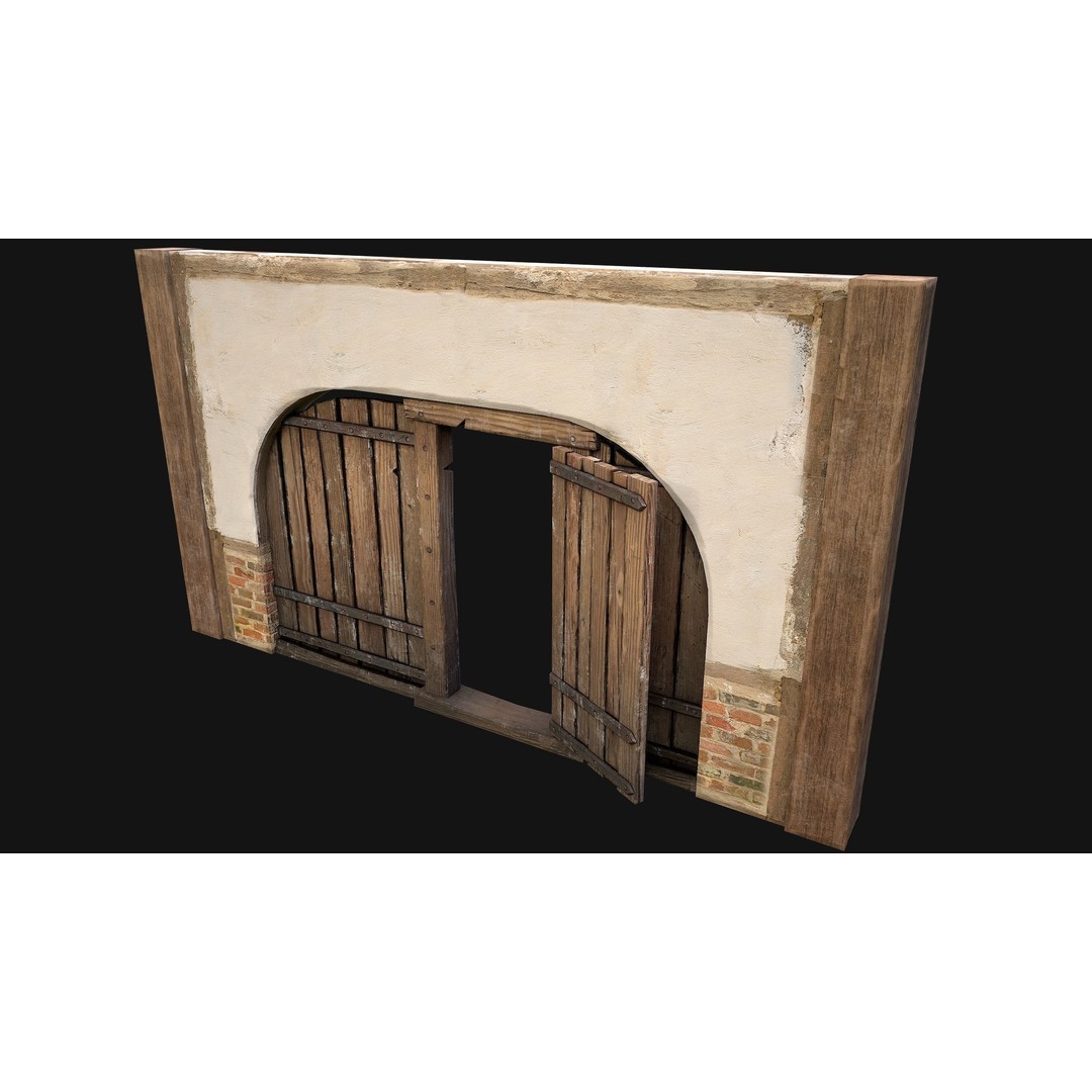Medieval Doors and Walls 3D Model – Low Poly Game Asset, FBX - View 37