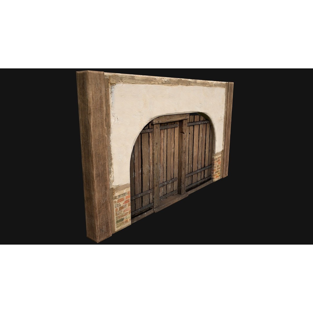 Medieval Doors and Walls 3D Model – Low Poly Game Asset, FBX - View 38