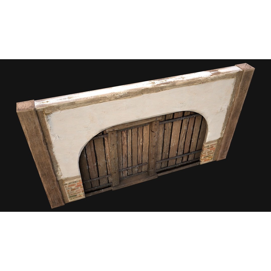Medieval Doors and Walls 3D Model – Low Poly Game Asset, FBX - View 39