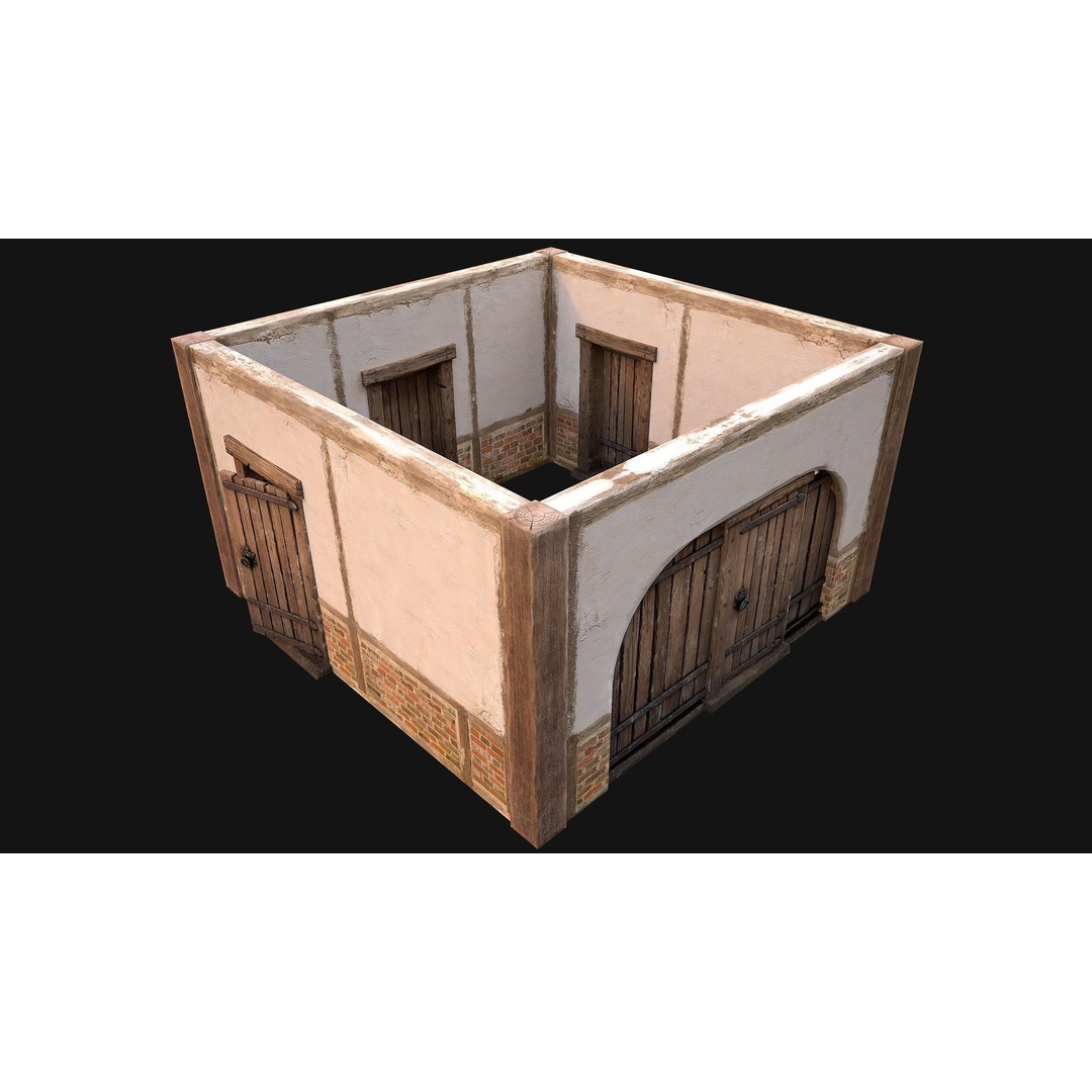 Medieval Doors and Walls 3D Model – Low Poly Game Asset, FBX - View 8