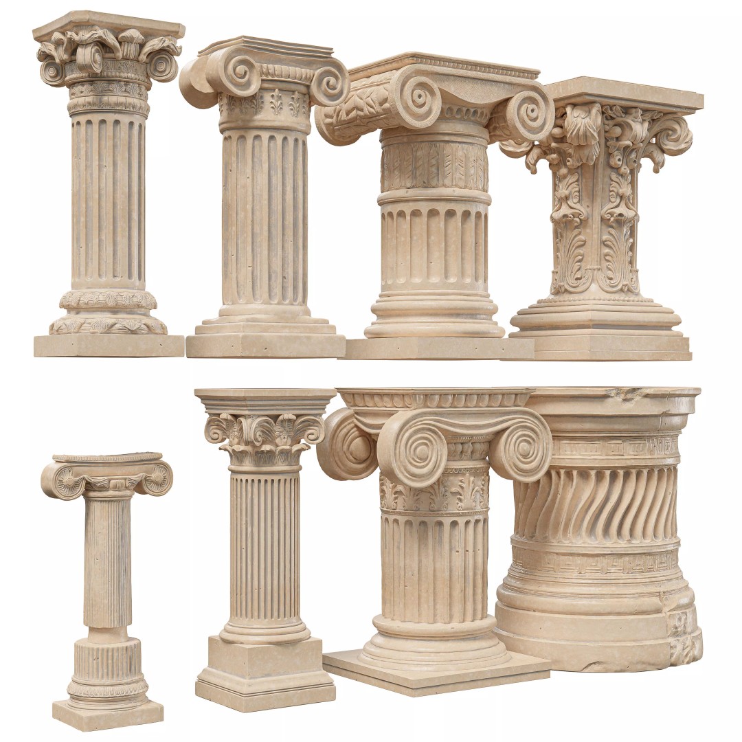 Classical Architectural Columns 3D Model – Doric, Ionic, Corinthian, FBX - View 3