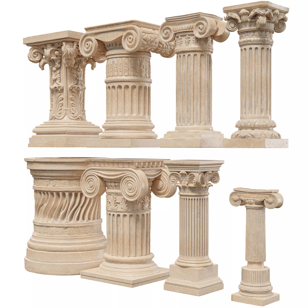 Classical Architectural Columns 3D Model – Doric, Ionic, Corinthian, FBX - View 5