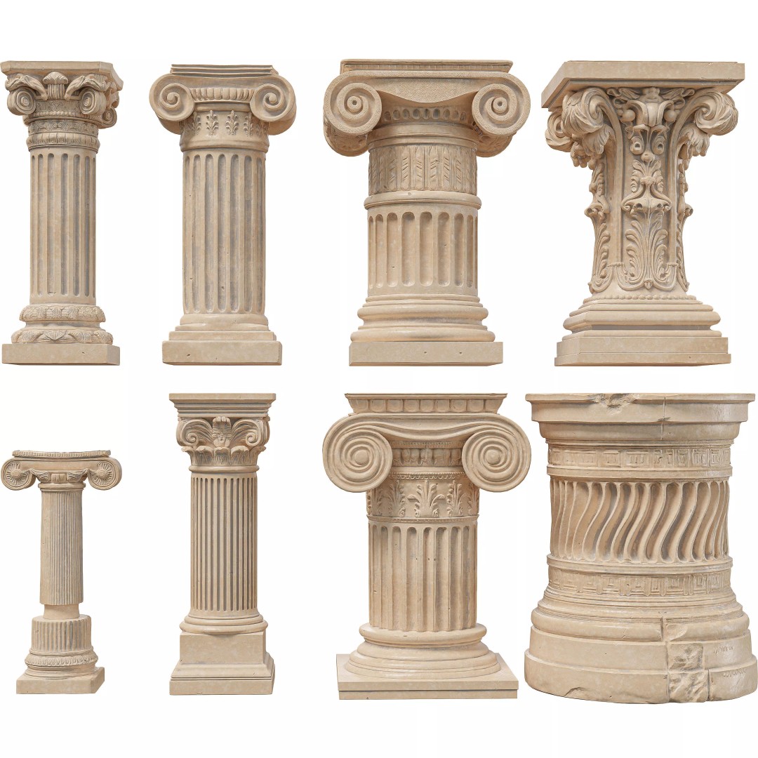 Classical Architectural Columns 3D Model – Doric, Ionic, Corinthian, FBX - View 6