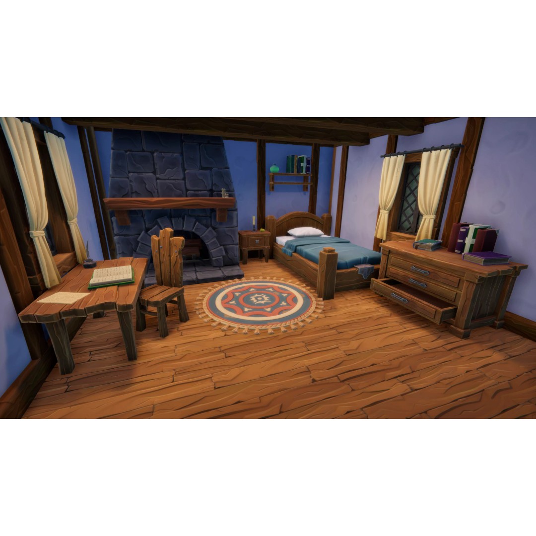 Stylized Village 3D Model – Low Poly Fantasy Settlement, FBX