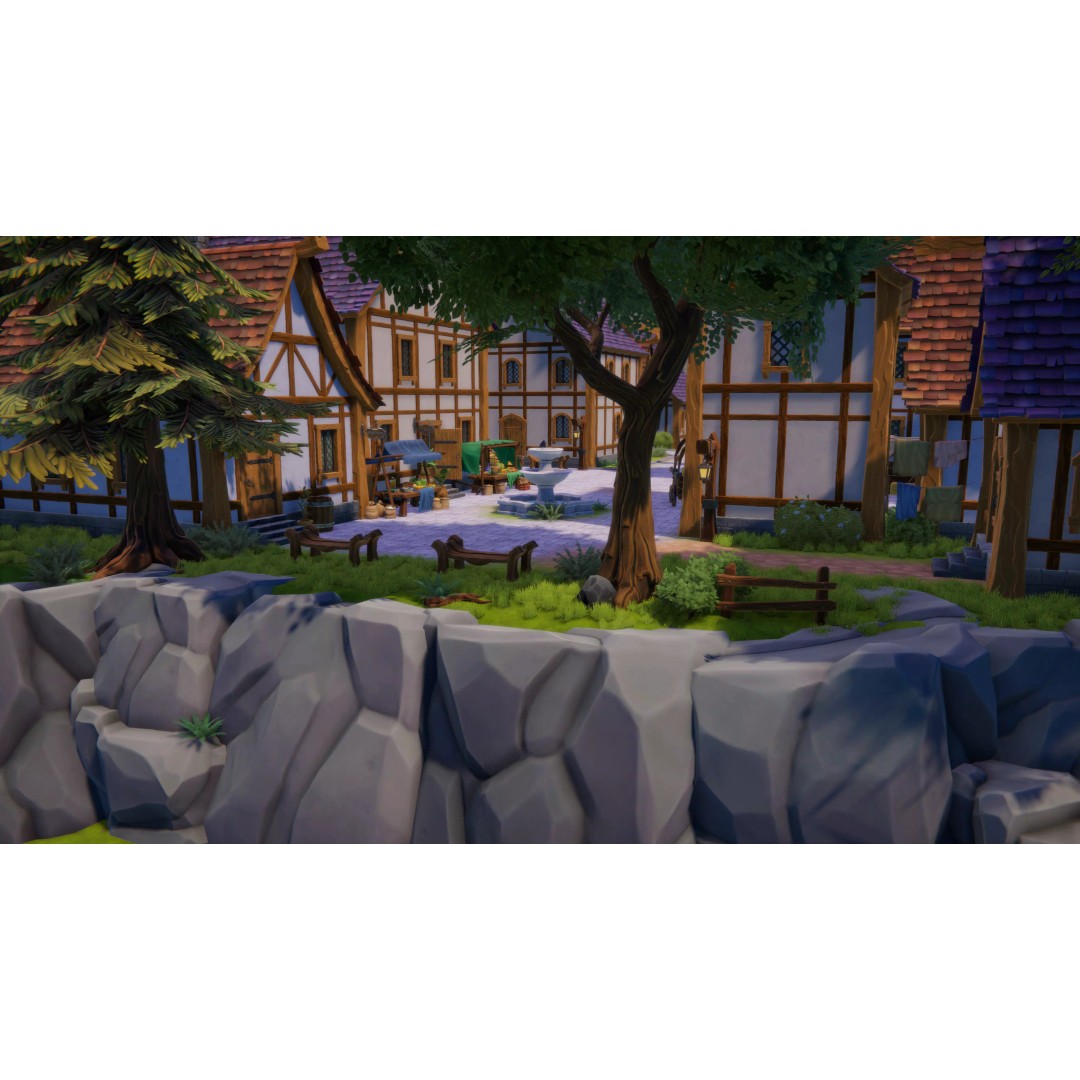 Stylized Village 3D Model – Low Poly Fantasy Settlement, FBX - View 5