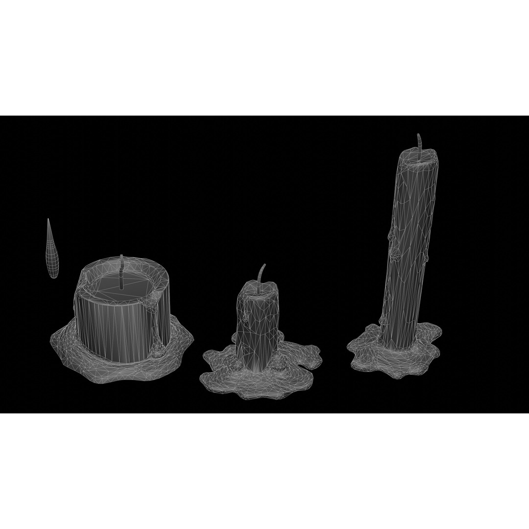 Candles 3D Model – Low Poly Game Asset with PBR Textures