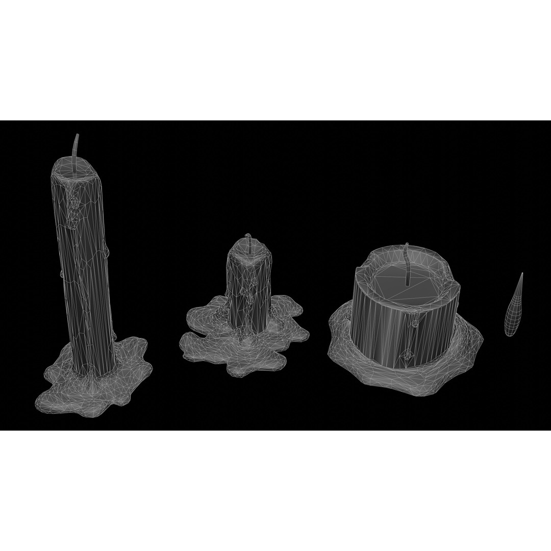 Candles 3D Model – Low Poly Game Asset with PBR Textures - View 10