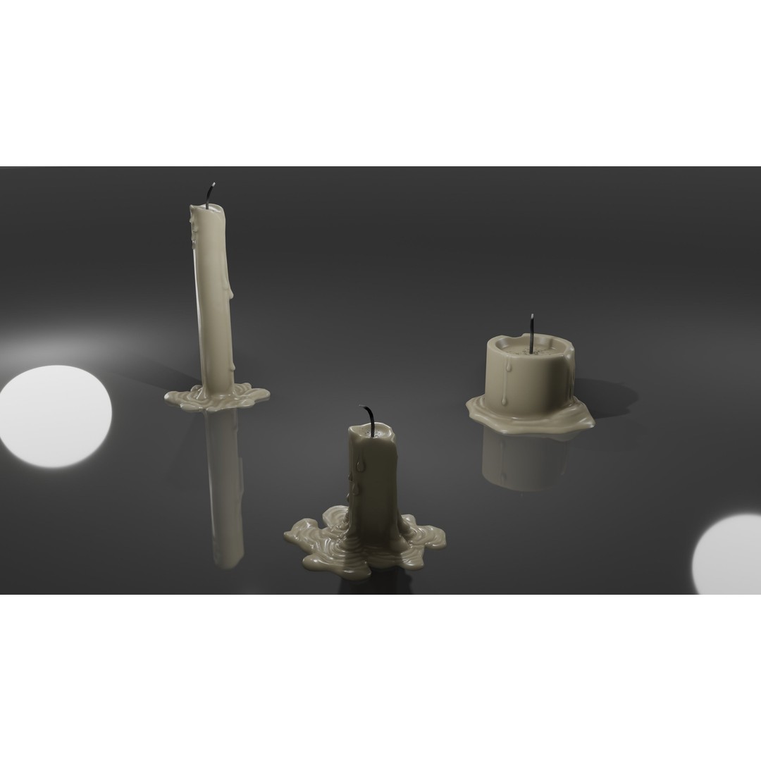 Candles 3D Model – Low Poly Game Asset with PBR Textures - View 6