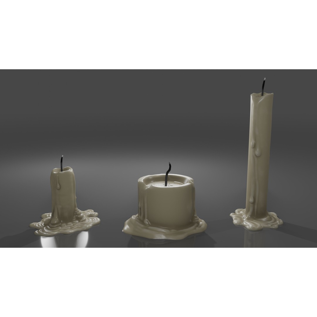 Candles 3D Model – Low Poly Game Asset with PBR Textures - View 7