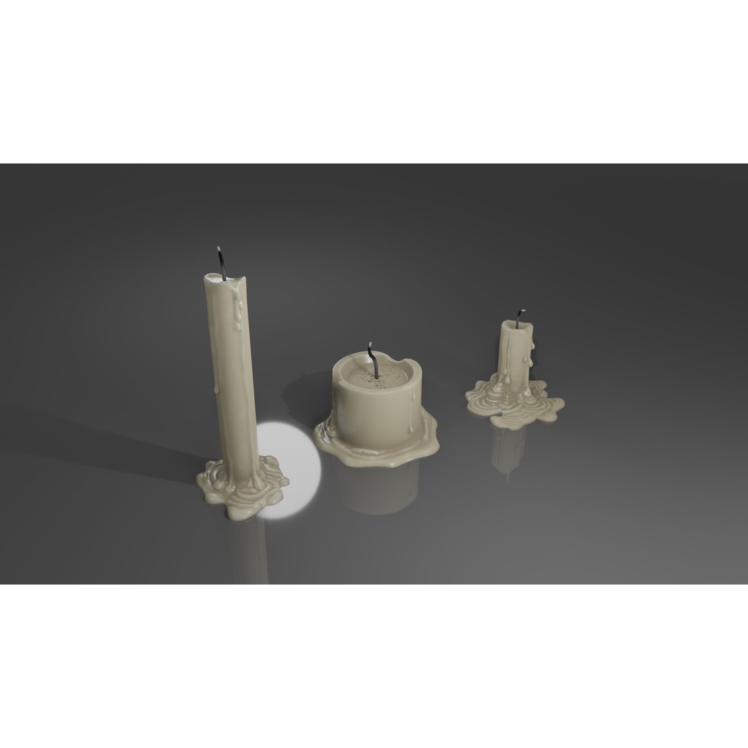 Candles 3D Model – Low Poly Game Asset with PBR Textures - View 8