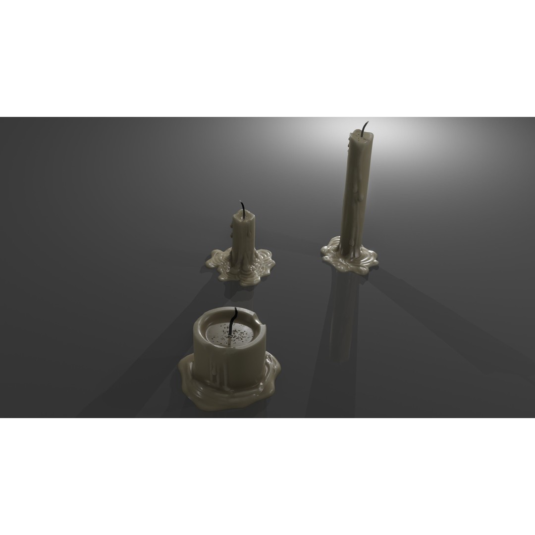 Candles 3D Model – Low Poly Game Asset with PBR Textures - View 9