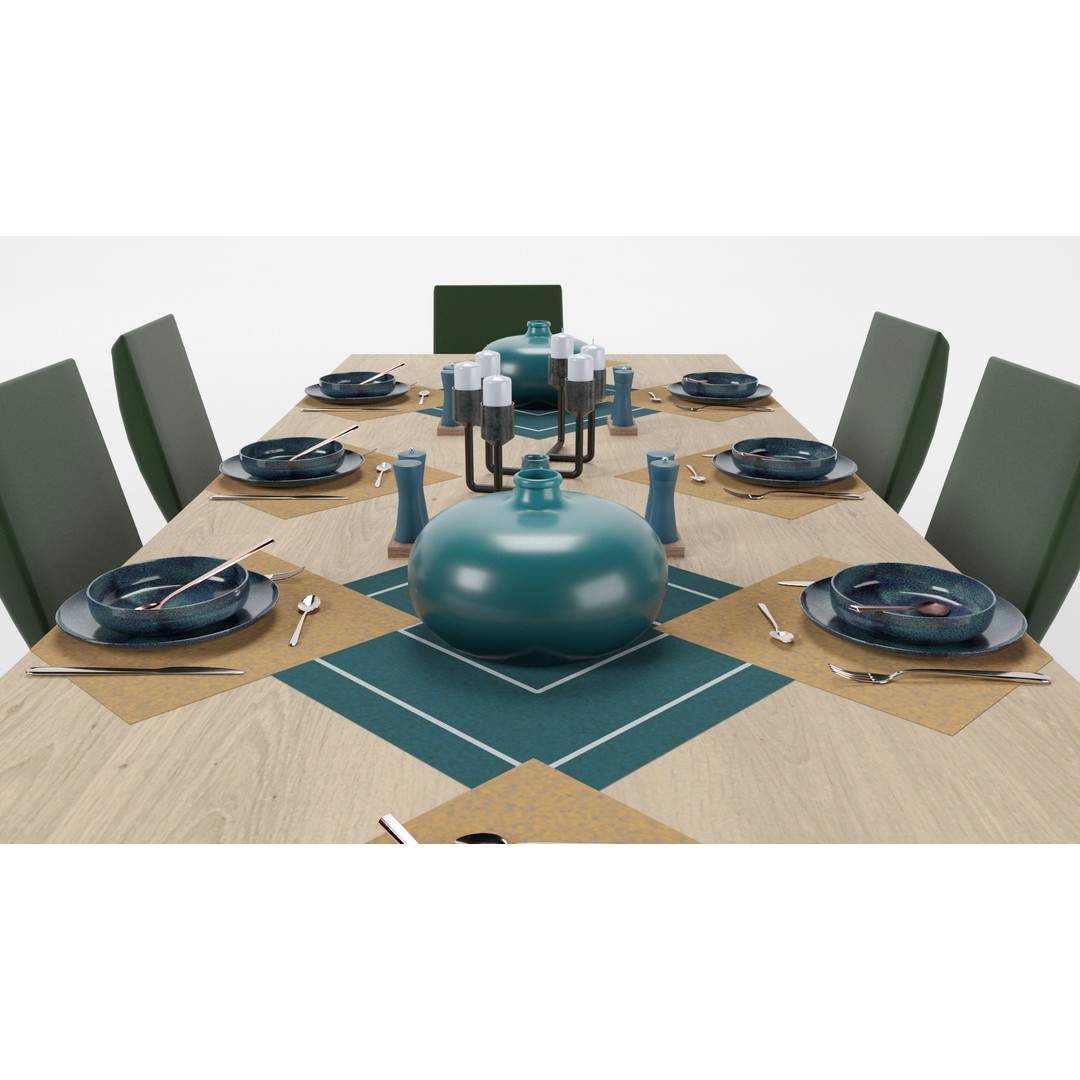 Dining Table Sets 3D Model – High Poly Furniture Collection, FBX