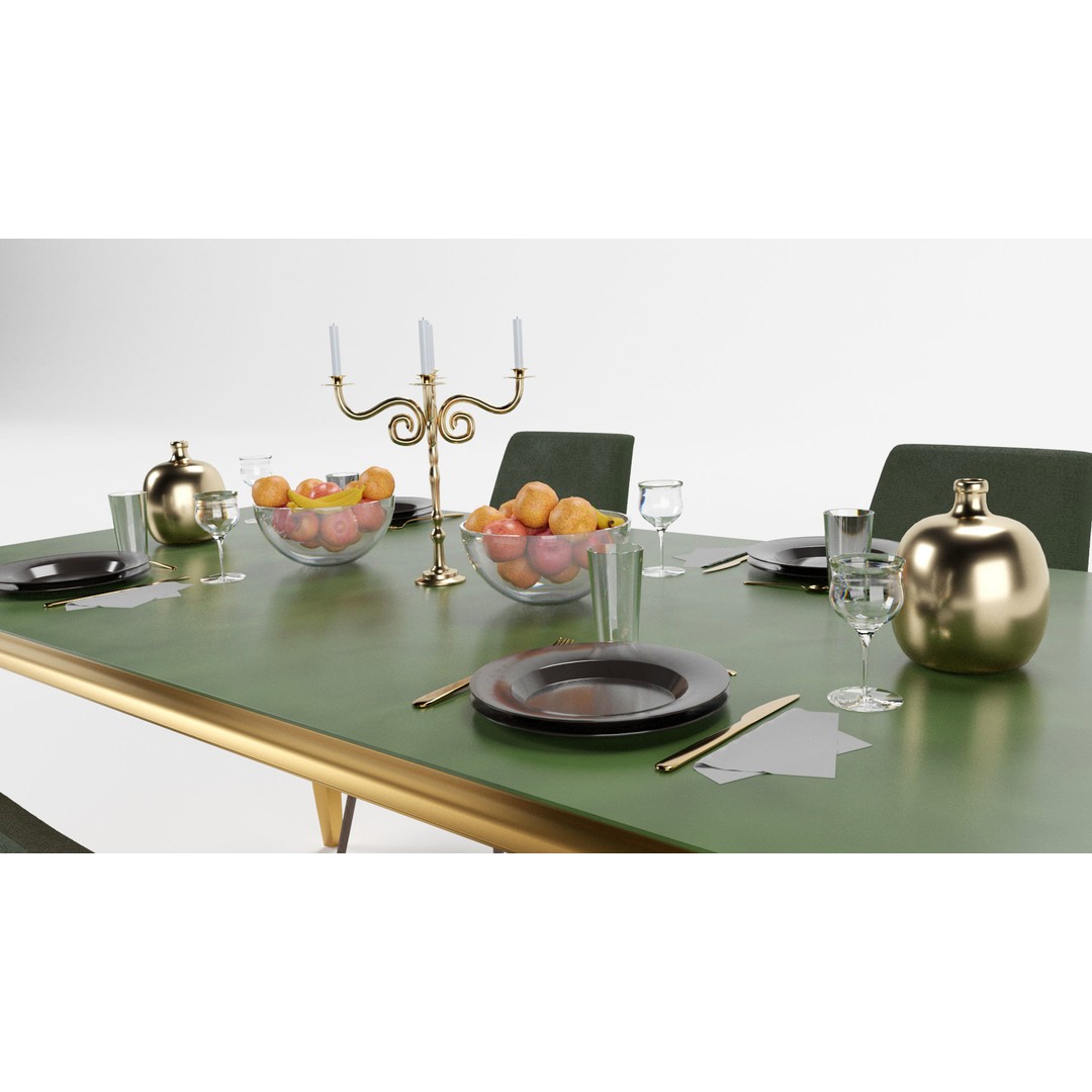Dining Table Sets 3D Model – High Poly Furniture Collection, FBX - View 10