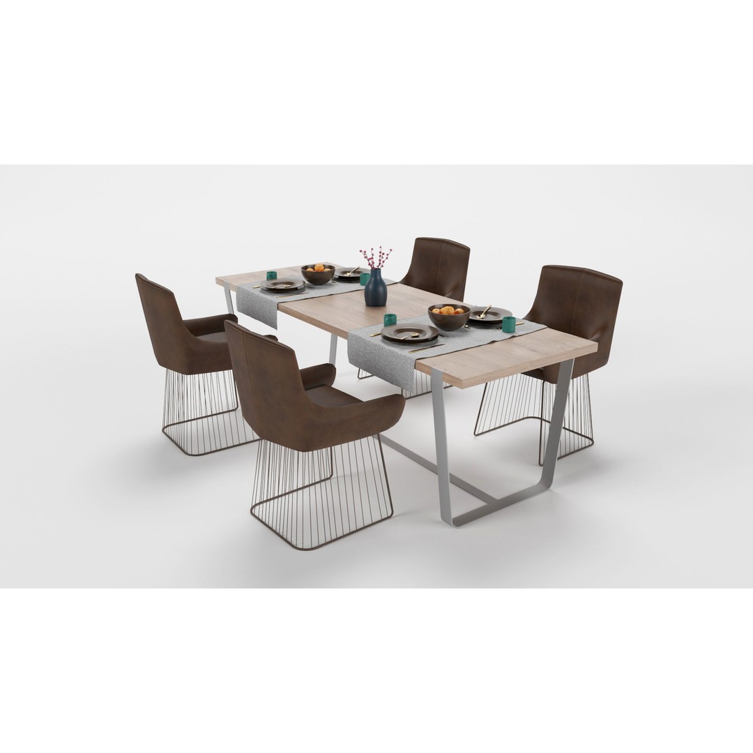 Dining Table Sets 3D Model – High Poly Furniture Collection, FBX - View 18