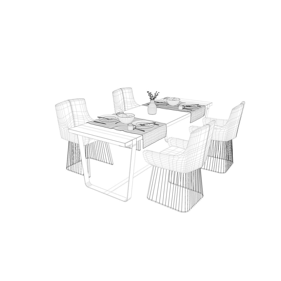 Dining Table Sets 3D Model – High Poly Furniture Collection, FBX - View 20
