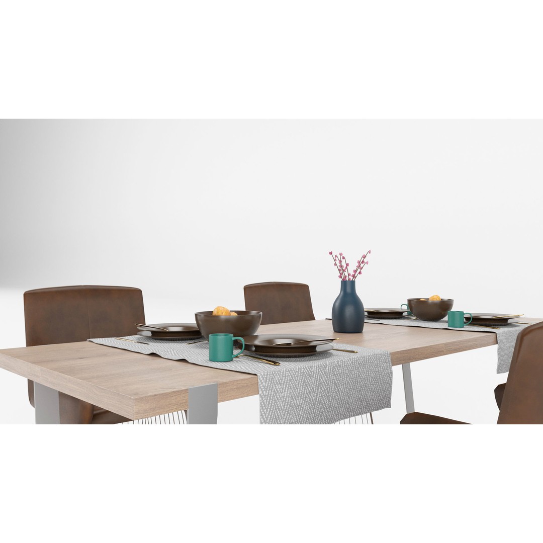Dining Table Sets 3D Model – High Poly Furniture Collection, FBX - View 21