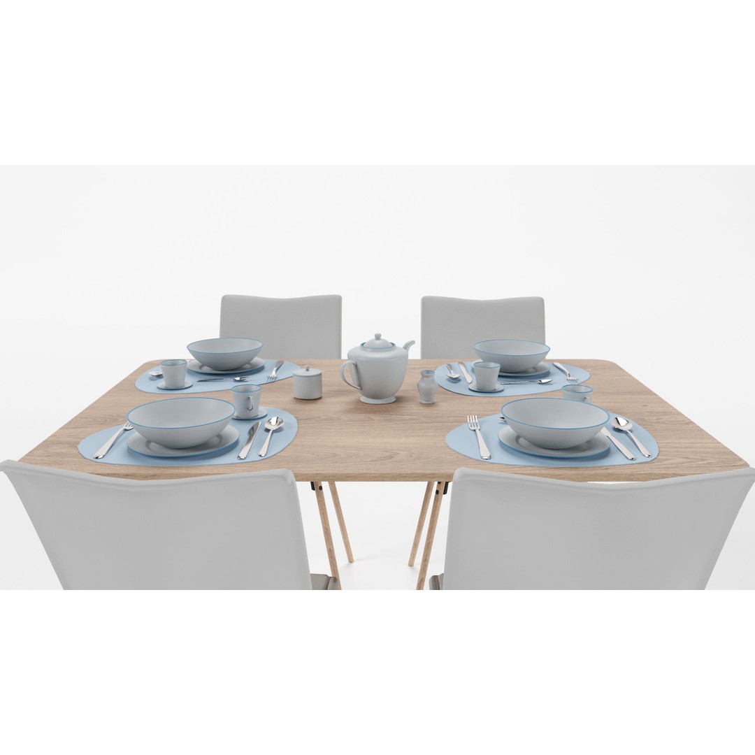 Dining Table Sets 3D Model – High Poly Furniture Collection, FBX - View 26
