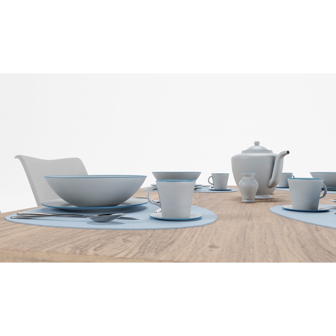 Dining Table Sets 3D Model – High Poly Furniture Collection, FBX - View 28
