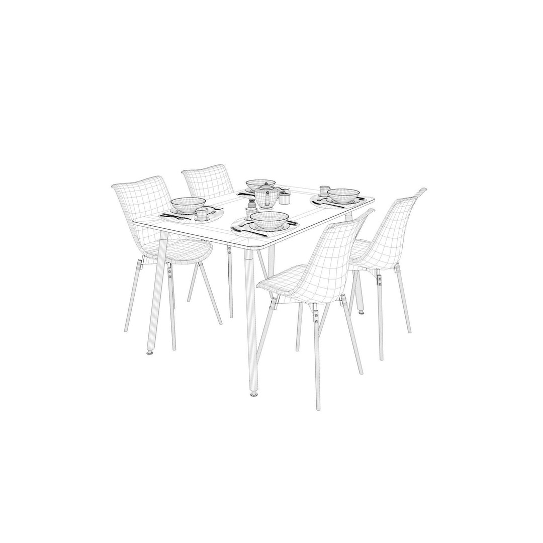Dining Table Sets 3D Model – High Poly Furniture Collection, FBX - View 30