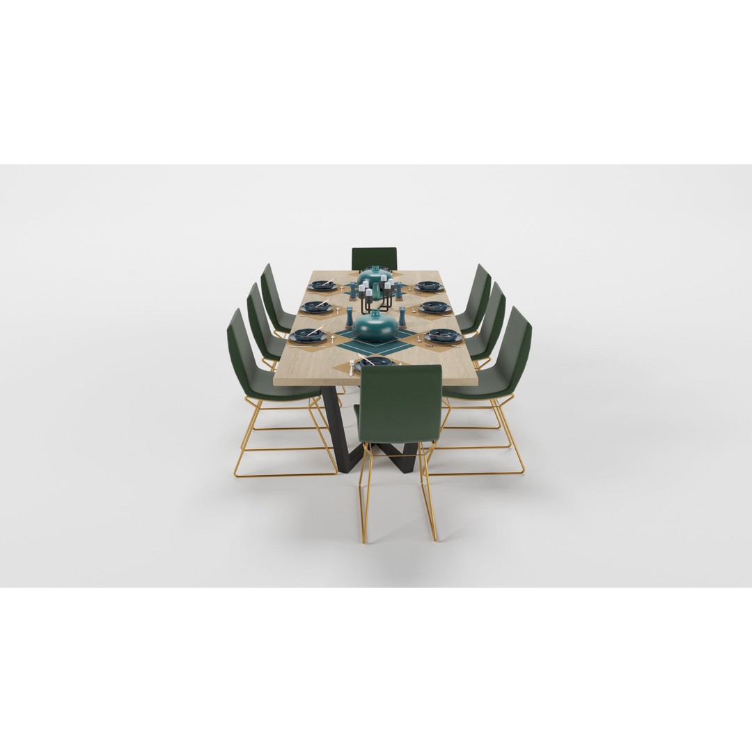 Dining Table Sets 3D Model – High Poly Furniture Collection, FBX - View 31