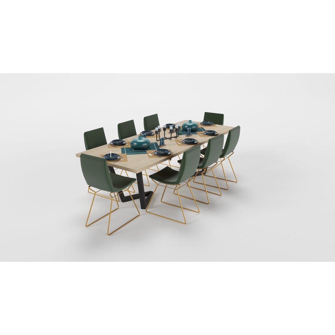 Dining Table Sets 3D Model – High Poly Furniture Collection, FBX - View 33