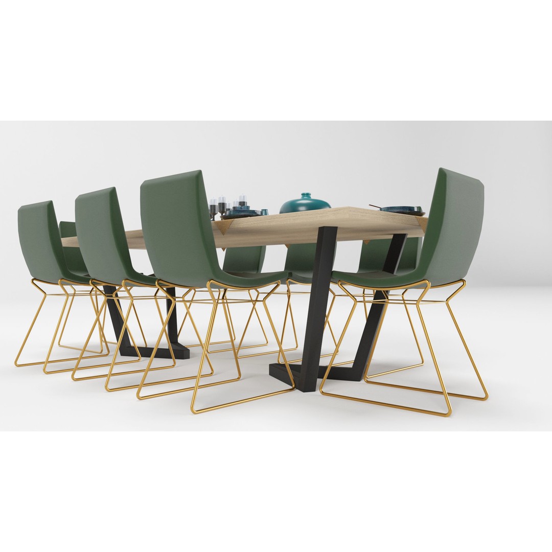 Dining Table Sets 3D Model – High Poly Furniture Collection, FBX - View 37