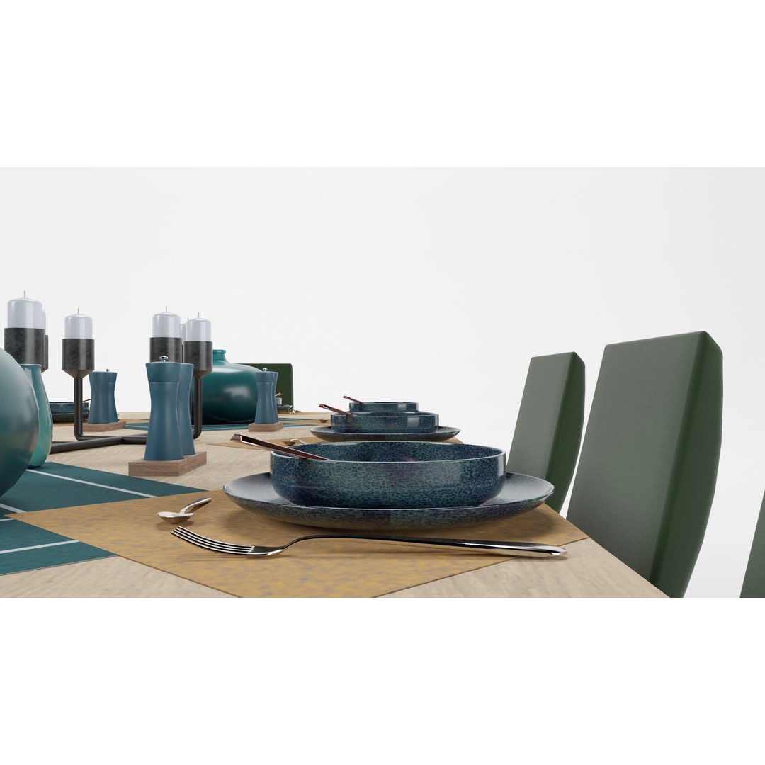 Dining Table Sets 3D Model – High Poly Furniture Collection, FBX - View 38