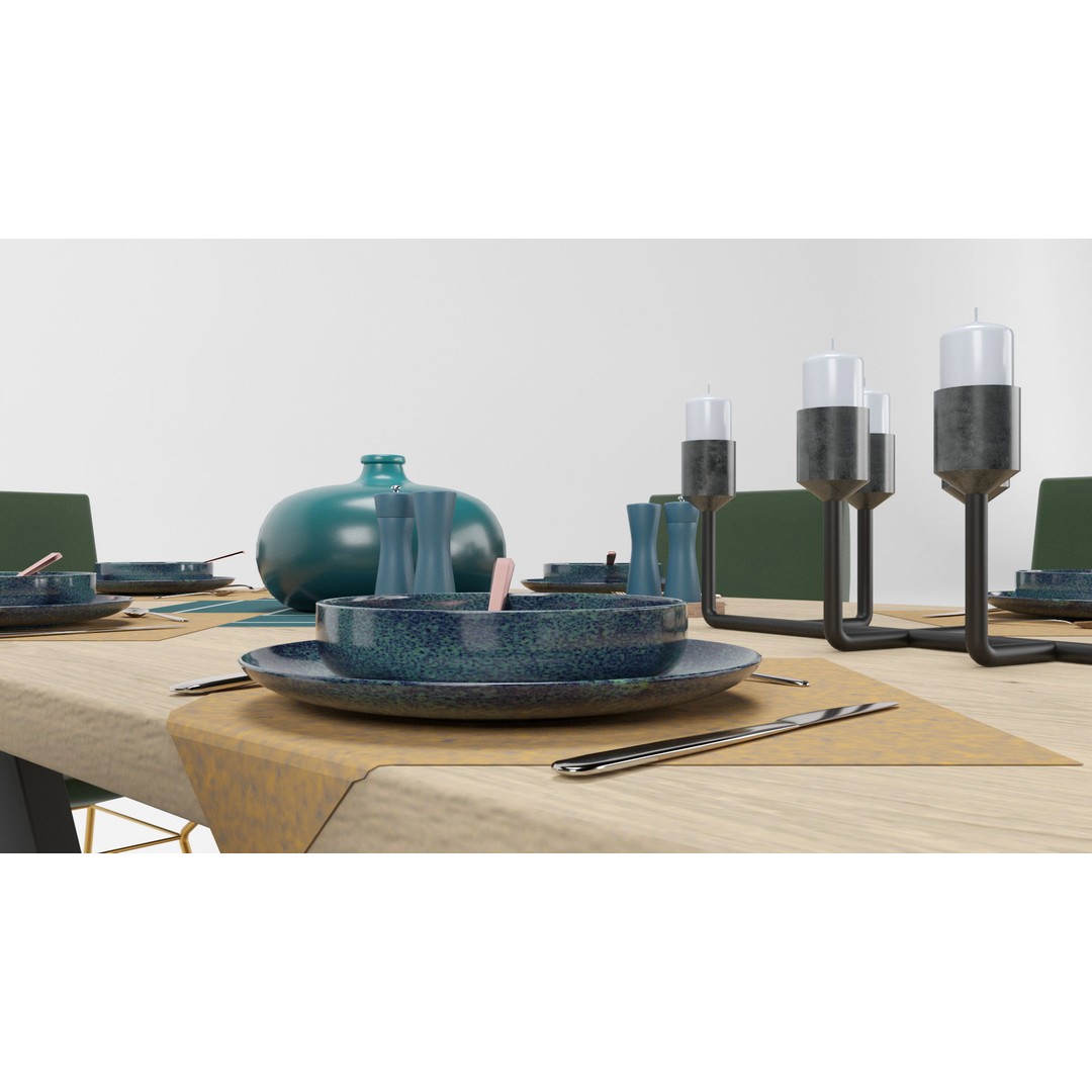 Dining Table Sets 3D Model – High Poly Furniture Collection, FBX - View 39
