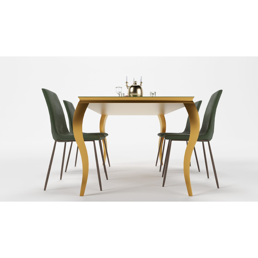 Dining Table Sets 3D Model – High Poly Furniture Collection, FBX - View 6