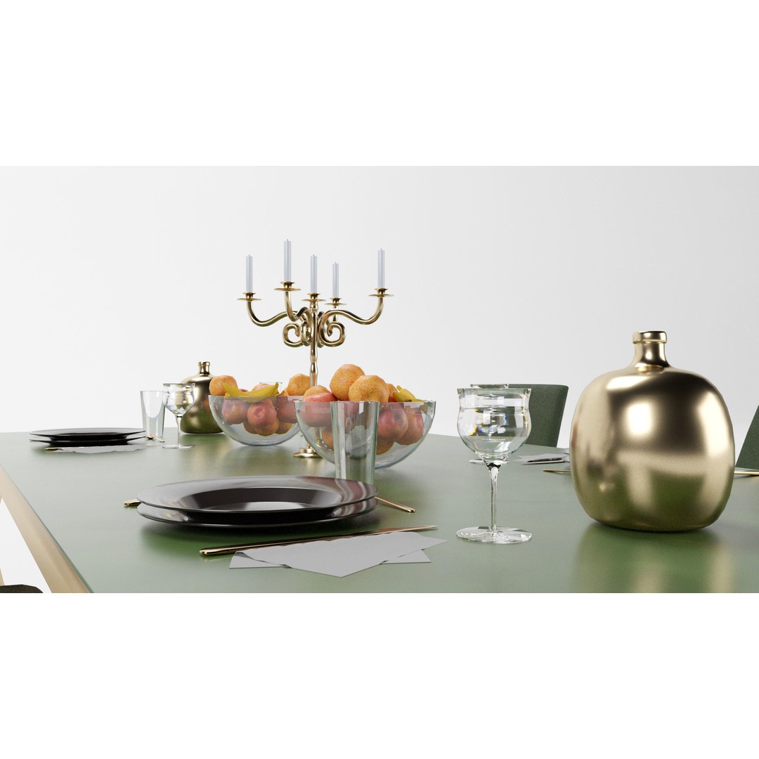Dining Table Sets 3D Model – High Poly Furniture Collection, FBX - View 9