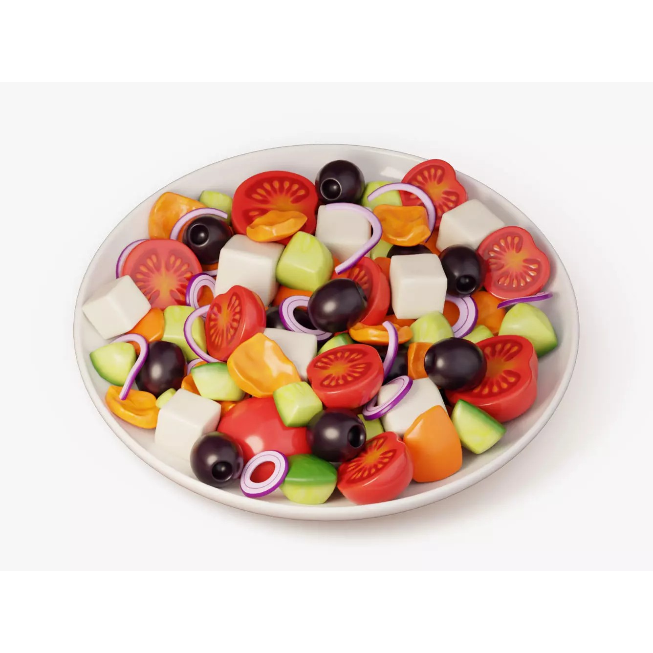 Greek Salad Bowl - PBR Game-Ready 3D Model - View 2