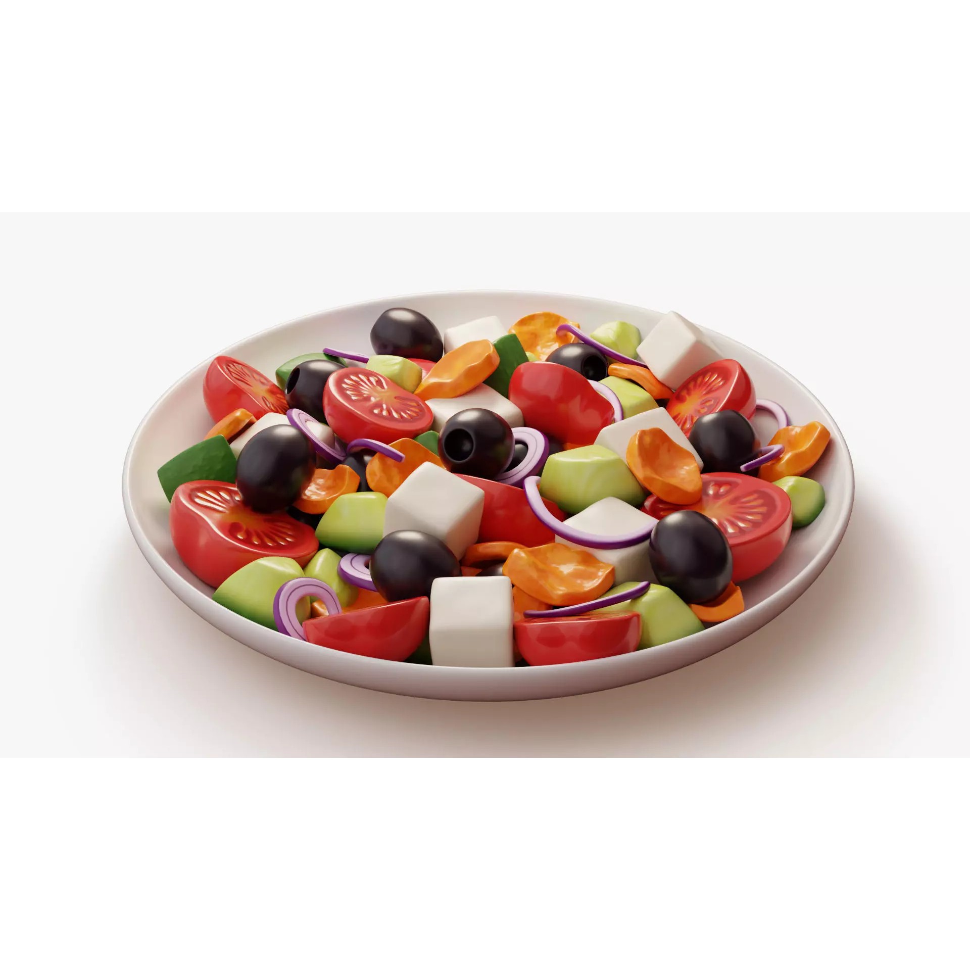 Greek Salad Bowl - PBR Game-Ready 3D Model - View 7