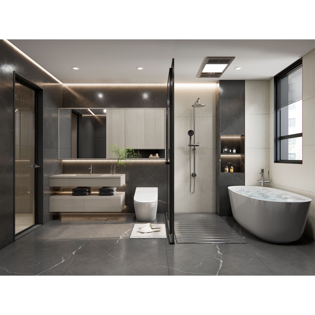 Modern Bathroom 3D Model – Elegant Vanity Scene, Blender, FBX, OBJ