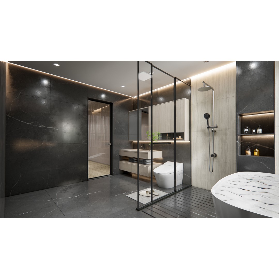 Modern Bathroom 3D Model – Elegant Vanity Scene, Blender, FBX, OBJ - View 14