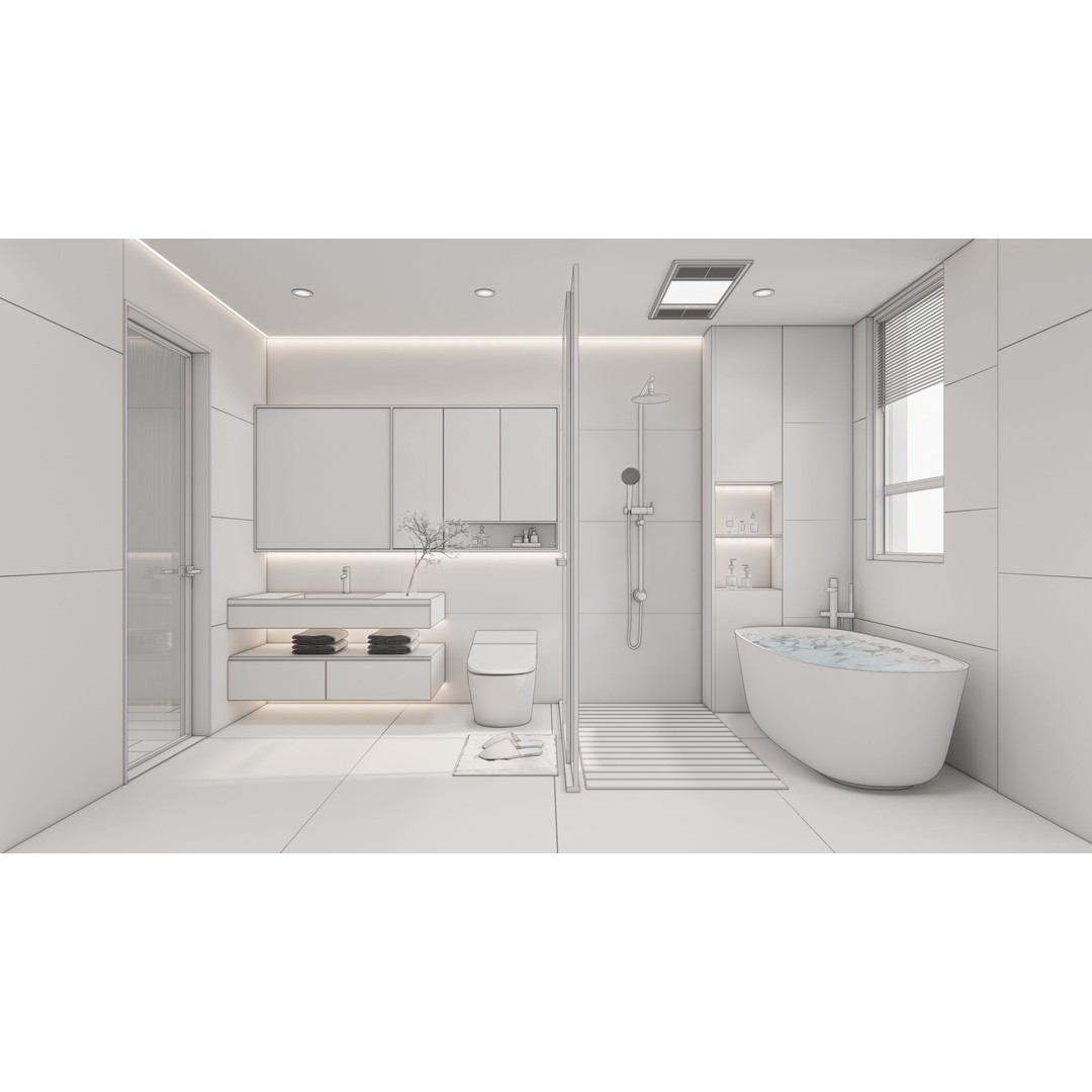 Modern Bathroom 3D Model – Elegant Vanity Scene, Blender, FBX, OBJ - View 22