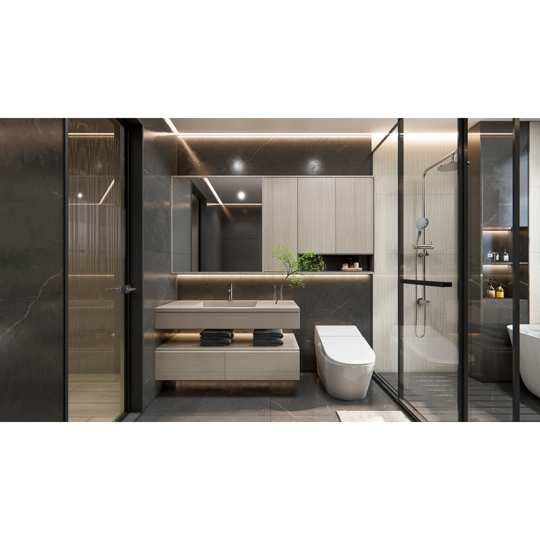 Modern Bathroom 3D Model – Elegant Vanity Scene, Blender, FBX, OBJ - View 4
