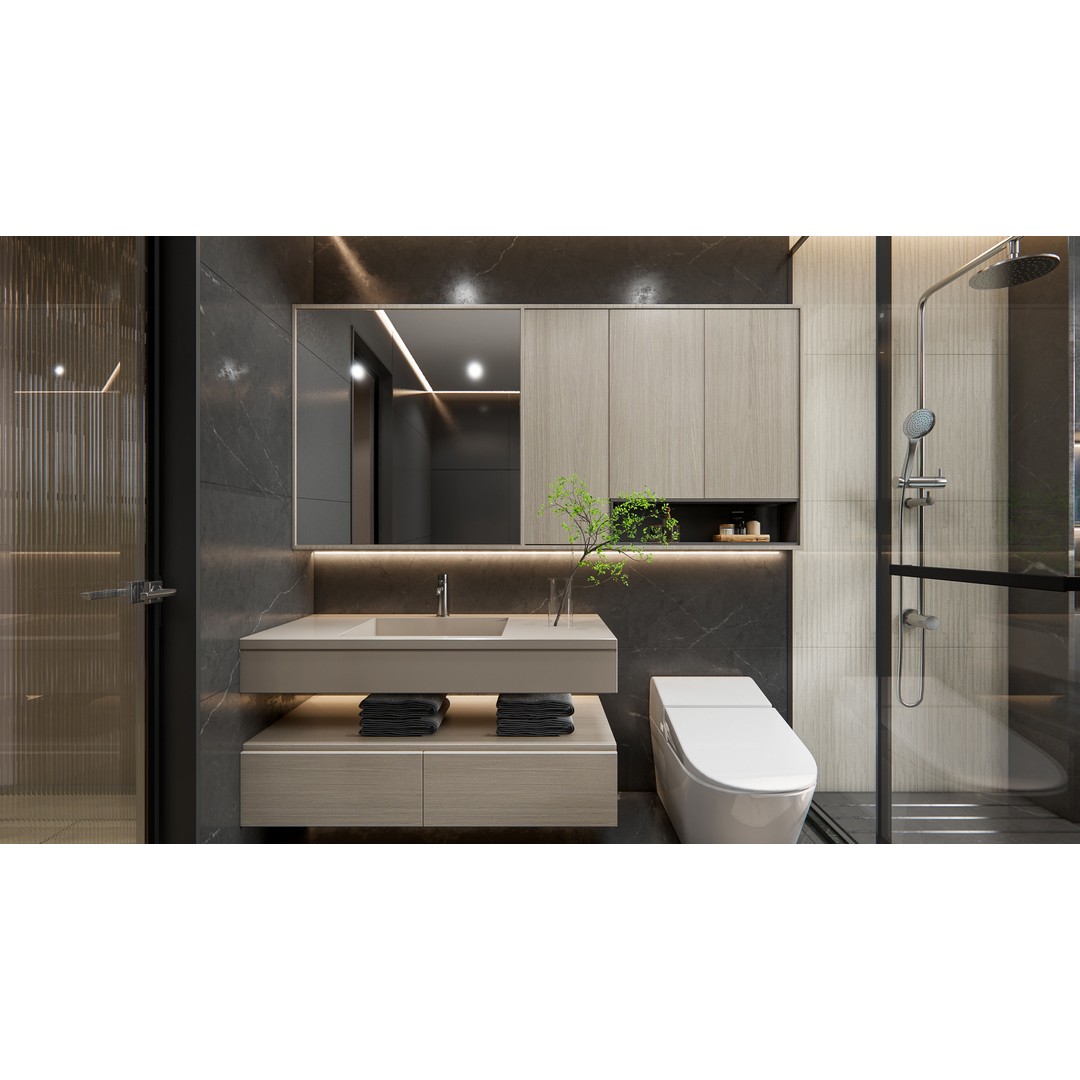 Modern Bathroom 3D Model – Elegant Vanity Scene, Blender, FBX, OBJ - View 5