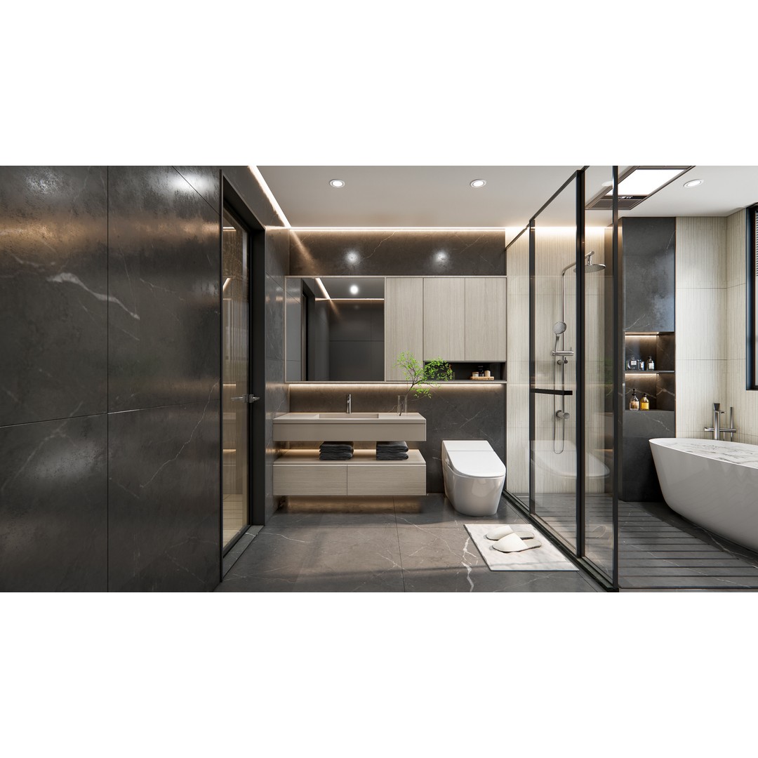 Modern Bathroom 3D Model – Elegant Vanity Scene, Blender, FBX, OBJ - View 7