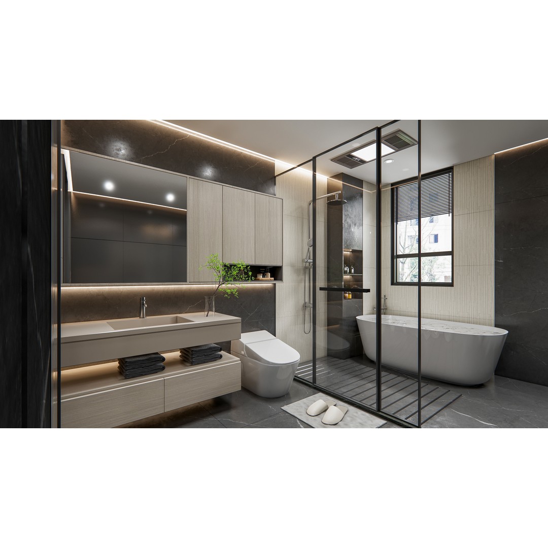 Modern Bathroom 3D Model – Elegant Vanity Scene, Blender, FBX, OBJ - View 9